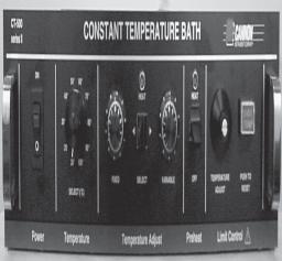 CHAPTER 3 CT-500 OPERATION 13 Front panel The controls for the CT-500 are divided into 5 different control areas on the front panel. Each corresponds with a major function of the bath.