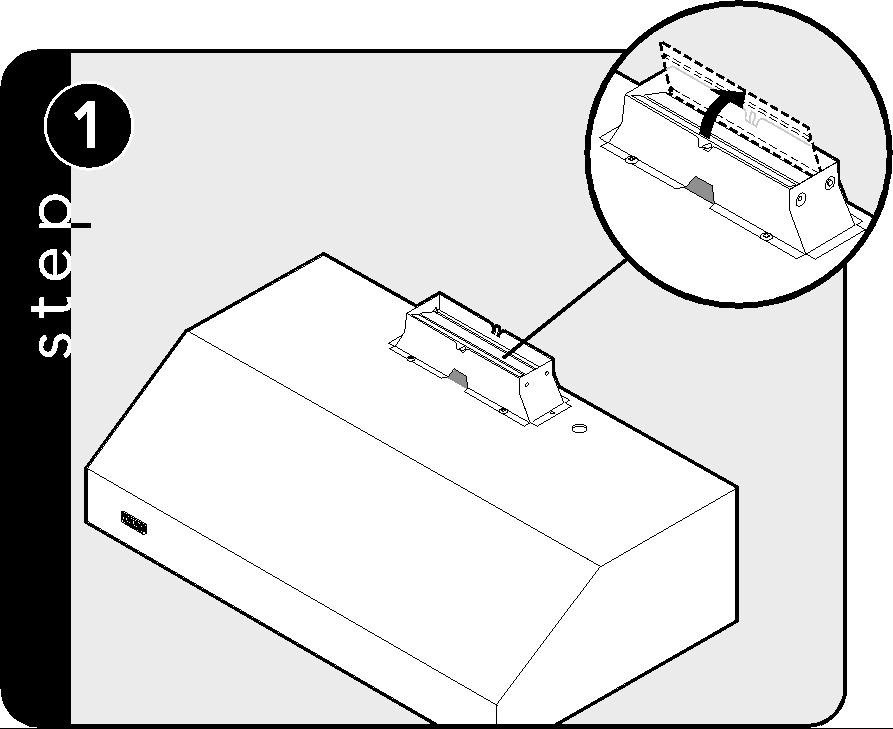 CAUTION: If not using a duct cover, using screws provided, make sure top mounting screws are secured into soffit or