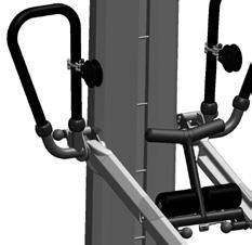 Aim one pin into the hole of a rail while holding the folding foot holder upper bar even with the middle of the rails.