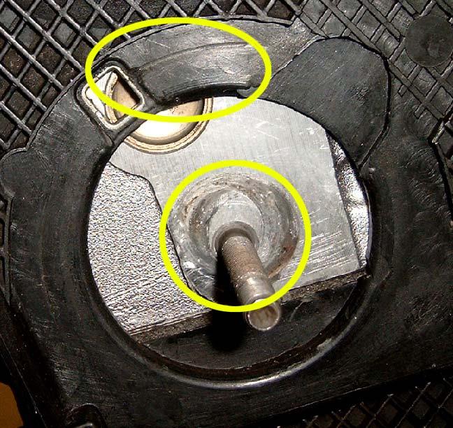 You can see the marks on the engine caused by this type of wrong fitment in Fig. 9. In this case you will also see that the index tab on the tensioner is slightly bent over.