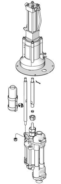 Repair 5. Insert the collars (G) and screw the coupling nut (K) onto the coupling rod (F) and torque to 90-00 ft-lb (-35 N m). Viscount I+ Pump Shown E 6.