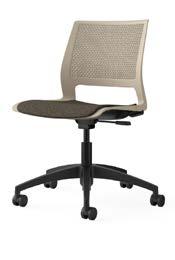 The contoured seat dissipates pressure points for greater comfort while the perforated back adds contemporary style