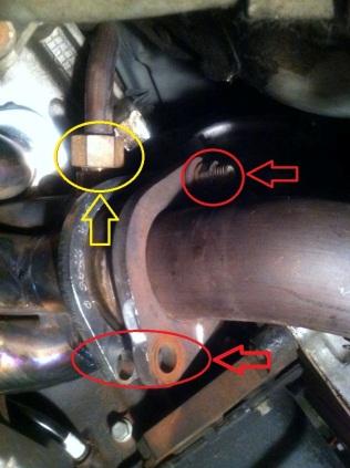 17. Remove the mid pipe section of the exhaust from manifolds and cat-back using a combination of 13mm and 15mm deep sockets and 15mm box-end wrench.