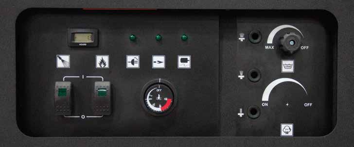Easy to operate controls with instant feedback lights ➊ ➋ ➌ ➍ ➑ control panel ➎ ➏ ➐ ➒ 1 Hour meter 4 Motor overload 7 Thermostat control 2 Power 5 Pump on 8 Detergent control 3 Ignition circuit on 6