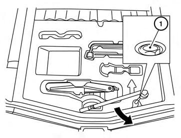 4. Lower the vehicle slowly until the tire touches the ground. Then, with the wheel nut wrench, tighten the wheel nuts securely in the sequence illustrated ( A, B, C, D ).