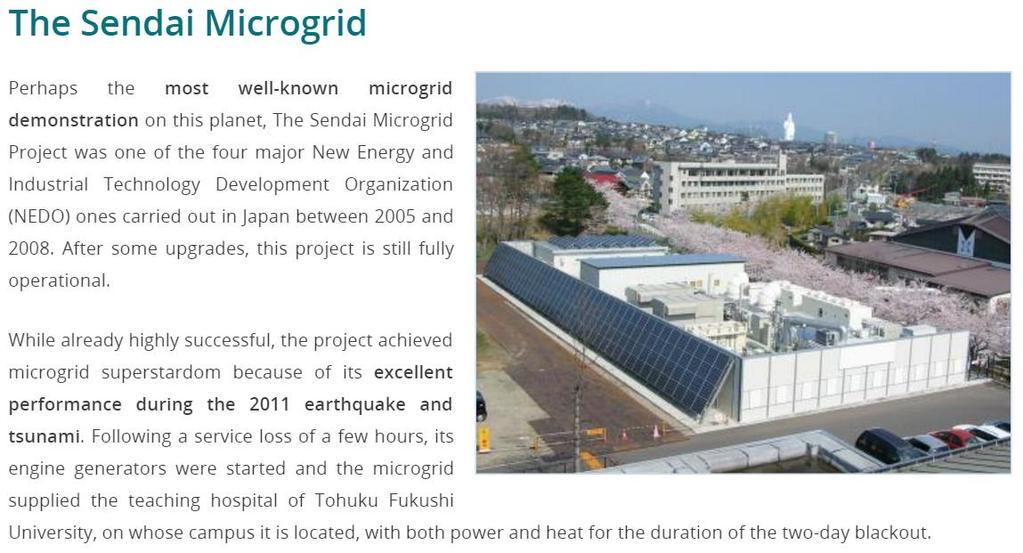System Case Studies The Sendai DC Microgrid Powered area hospital following the