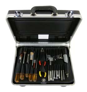 Case features molded-in feet, plastic carry handle, 2 mechnical lidstays, full piano hinge and 2 keyed locks.
