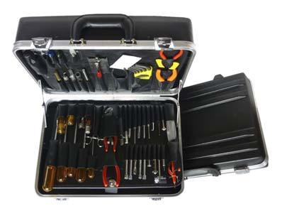 5" 95-8569 6" DEEP ATTACHE TOOL CASE Black hi-impact polyethylene attache-style tool case with milled aluminum tongue-in-groove frame.