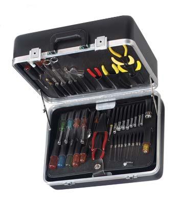 This case features the "A" style top & bottom tool pallets to hold 50 tools (not included) Dimensions: 17.5" x 12.5" x 7.5" 95-8571 98