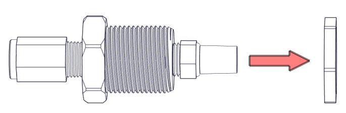 Connect the 1/4 Teflon hose into the push-to-connect fitting installed in the WHASP tank (Figure 5.23). Figure 5.