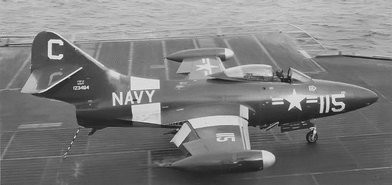 F9F Grumman Panther Cougar span: 38', 11.58 m 34'6", 10.52 m length: 37'5", 11.41 m 40'11", 12.47 m engines: 1 Pratt & Whitney J42-P-8 1 Pratt & Whitney J48-P-8 max.