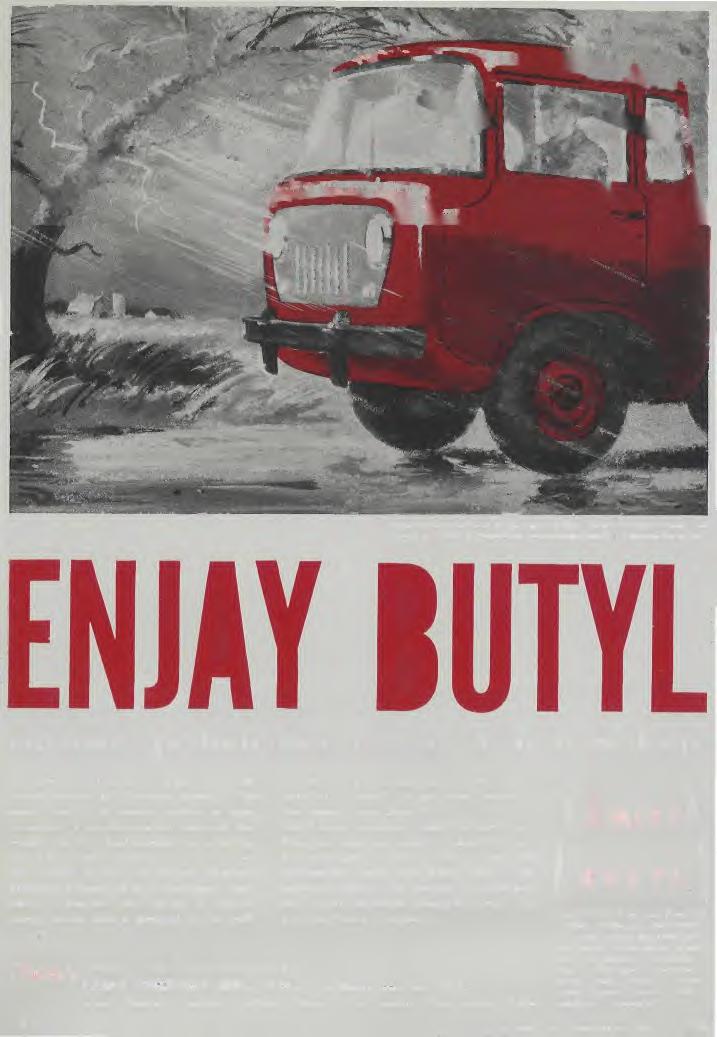 Enjay Butyl is used in the new Willys 'Jeep' FC-150 Truck as weather strips, transmission mountings, small extrusions for doors.