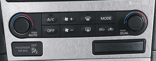 Heater and Air Conditioner Dual-Zone, Adaptive Climate Control To Turn ON the Climate Control System: Push the PUSH AUTO knob to turn ON the system.