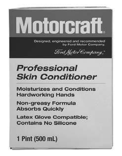 no silicones, oils or added fragrance Dermatologist tested Latex and Nitrile glove compatible Proven under actual workplace conditions For use with Motorcraft Professional Skin Conditioner Dispenser