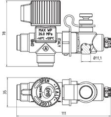 10,9 mm BRA000 Filling charge valve Working temperature: -40 C +120 C Burst disk