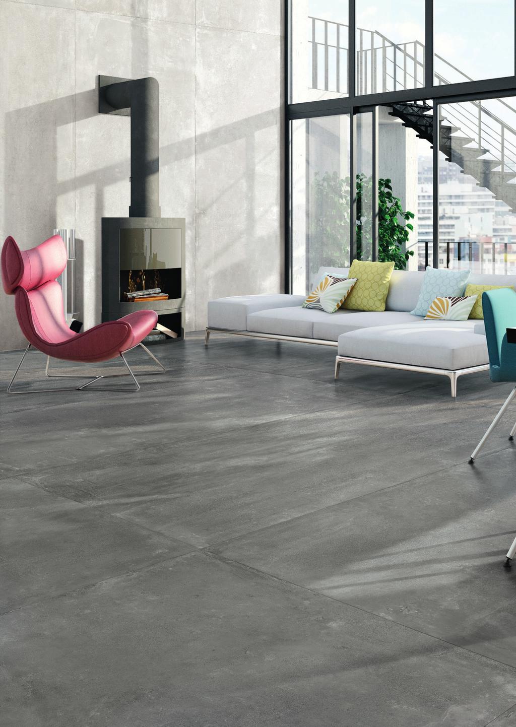 Metropolitan living room Floor tile: Endless Nero 120x240 cm
