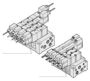 Series S000 Manifold Specifications Plug-in Type: Stacking Type Manifold ase with D-sub Connector Refer to page -7- for wiring specifications.
