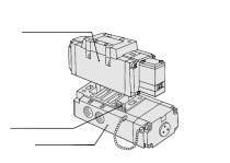When mounting solenoid valve on to the base, plug pin assembly (base-side) into receptacle assembly (body-side) vertically.