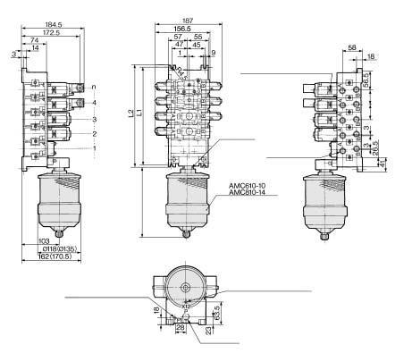 port: X) -Rc / Pilot valve manual override n-rc /8, / -Rc /8 External pilot port: X -Rc / D side mounting D side mounting L L L 6 68 P