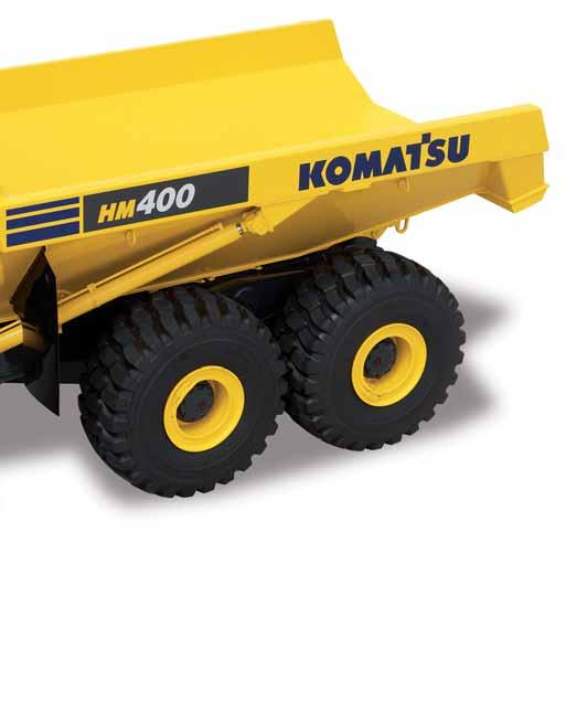 HM400-3 High productivity and efficiency Exclusive Komatsu Traction Control System (KTCS) Increased body capacity (40,0 m³) Fuel efficient EU Stage IIIB engine High capacity wet multiple disc brakes