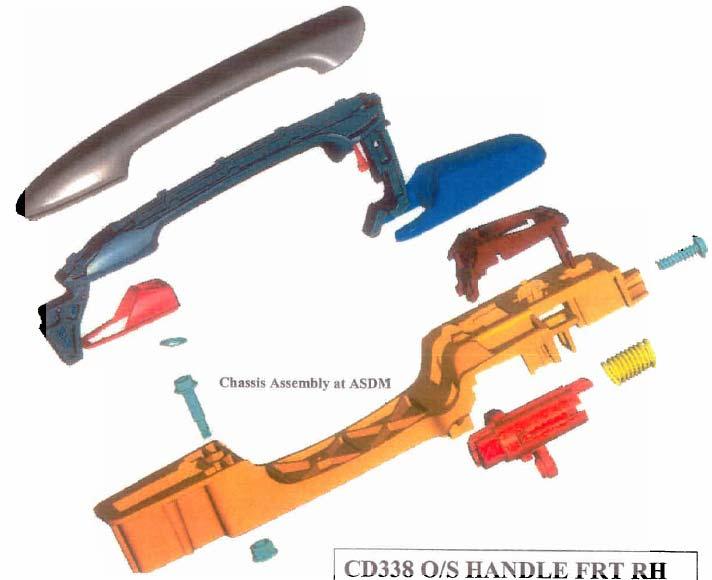 Ford Fusion outside door handle chassis to