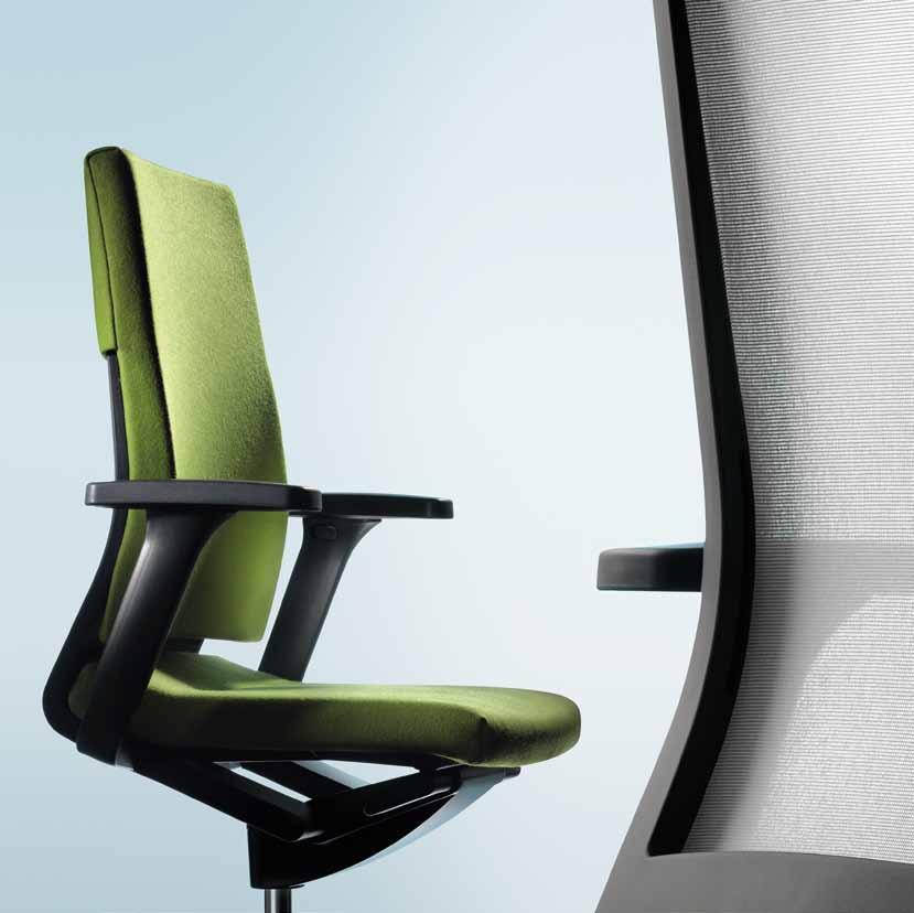 Function Swivel chairs have 3D backrests and automatic synchro-adjustment where the angle of the seat and backrest can be altered at an ideal ratio of 1:28.