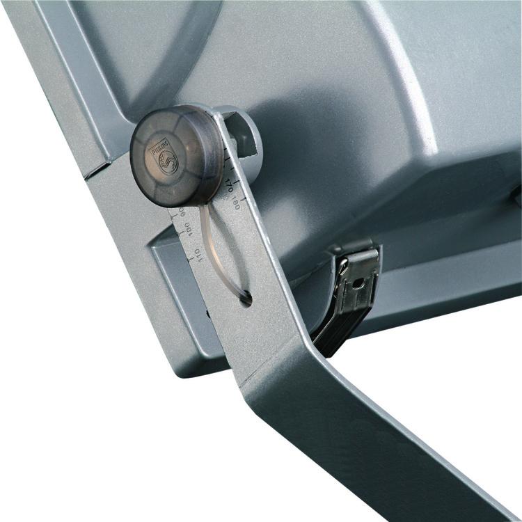 adjustment from the horizontal: 175º Maintenance Hinged front glass with quick-release clips for in-position lamp Symmetrical (S) replacement Housing: die-cast aluminum, corrosion-resistant