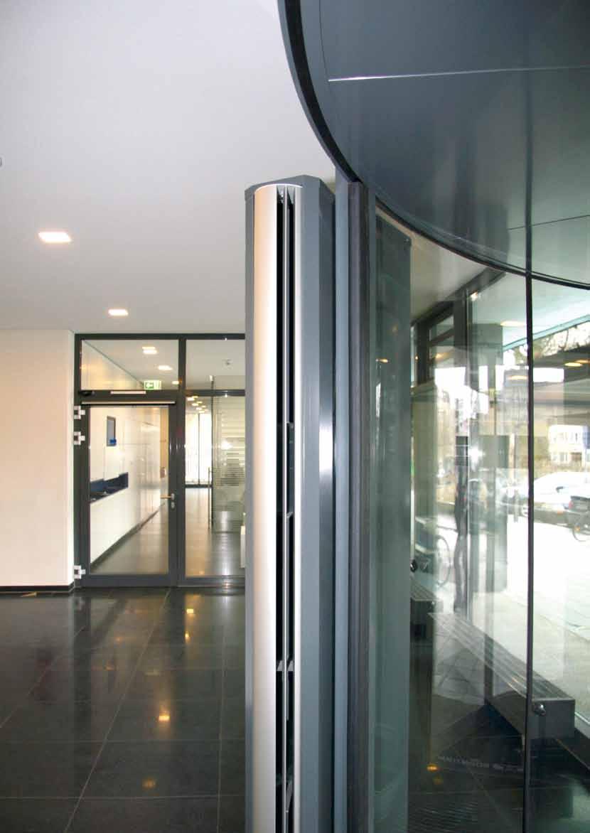 SAPHIR Designer Units for Vertical Fitting C u r v e d s l i d i n g d o o r s R E V O L V I N G D O O R S Revolving doors are often used in public buildings, like the Civic Centre