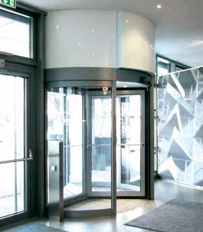In all three designs, the device is virtually invisible and the radius of the blower unit is adapted to that of the revolving door.