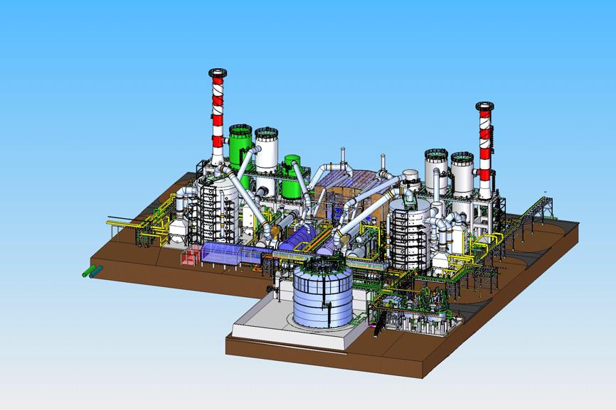 Figure 1 : 3D rendering of the sulphur melting plant and 2 x 2750 t/d sulphuric acid plants Figure 2 : Ambatovy Acid Plant Construction (Tamatave, Jan 2008) Prefabrication Strategy As a result of the