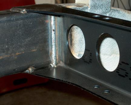 7 *The forward cross member of the new rear subframe will over lap the ends of the original frame rails.