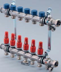 Uponor Radiant Heating/Cooling > Uponor underfloor heating manifolds Uponor stainless steel manifolds Uponor stainless steel manifold with flow meter Manifold bar with flat-sealing screw connection