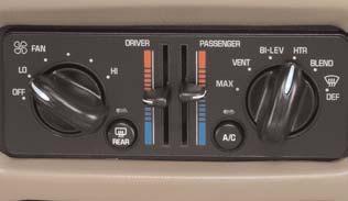 11 Dual Climate Control System This system controls the heating, cooling and ventilation of your vehicle. The left knob operates the fan and provides five speed settings ranging from LO to HI.
