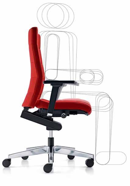 The first swivel chair with front cantilever seating edge: distinctive design.