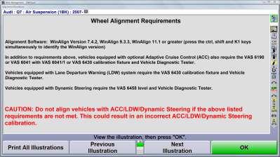 Specific WinAlign software versions and OE equipment may be required.
