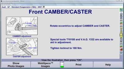 The Q7 used in this example offers a front camber and caster adjustment.