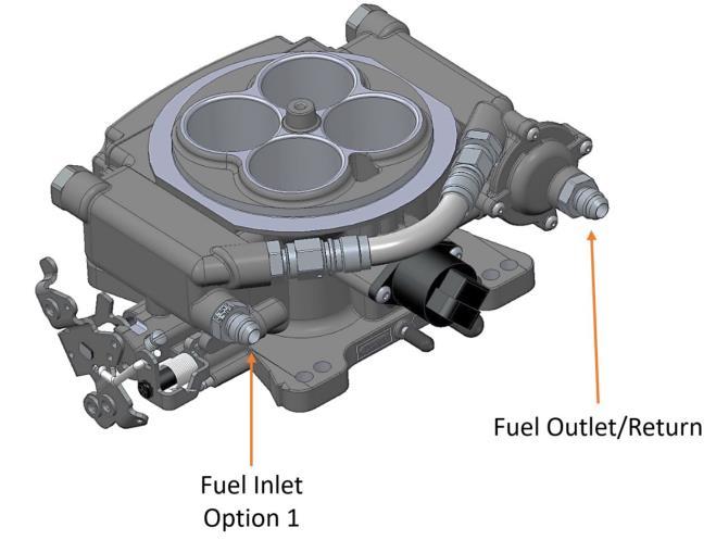 on the 4150 Sniper EFI. The inlets and outlet are indicated in Fuel Fitting Overview below.