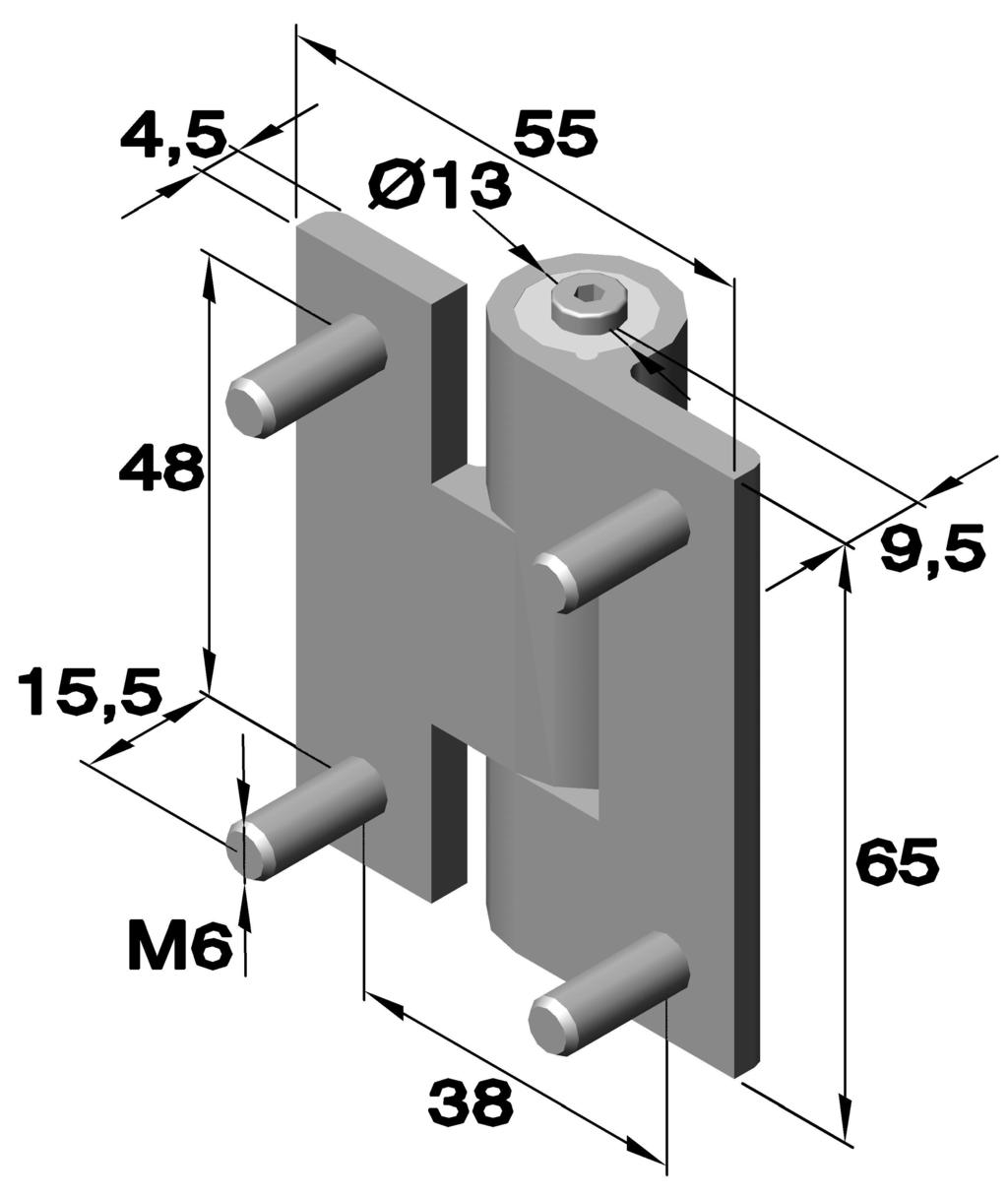hinges Art. no.: 6871 (drilled and countersunk) Holding torque: 0-5 Nm max.