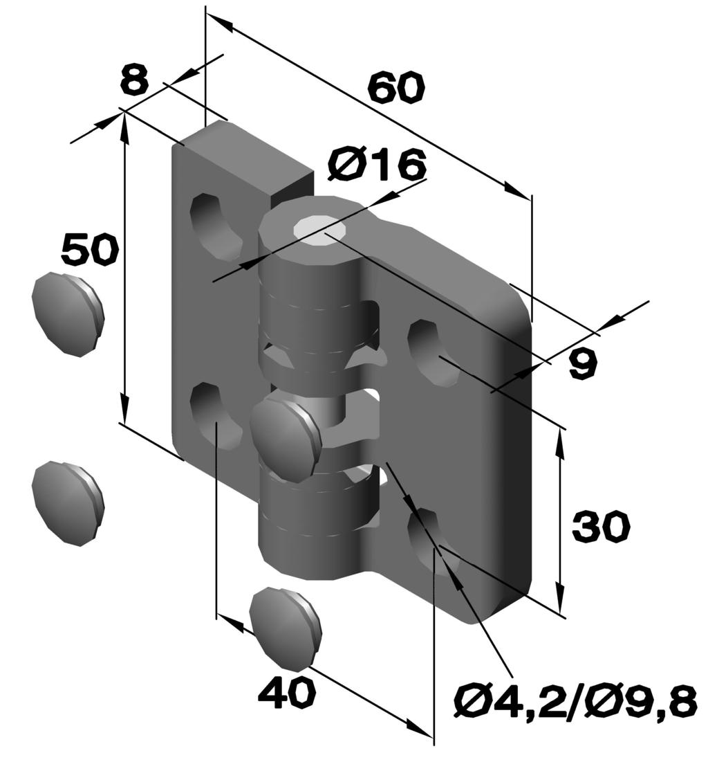 Detent hinges Art. no.: 6874 (drilled and countersunk) Locking position every 30 from 0 to 270.