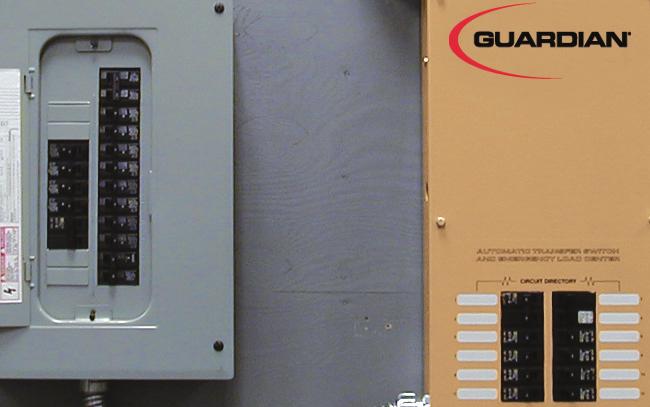 The automatic transfer switch with built-in load center can be located to the left or right of main distribution panel. Hold transfer switch against the mounting surface.