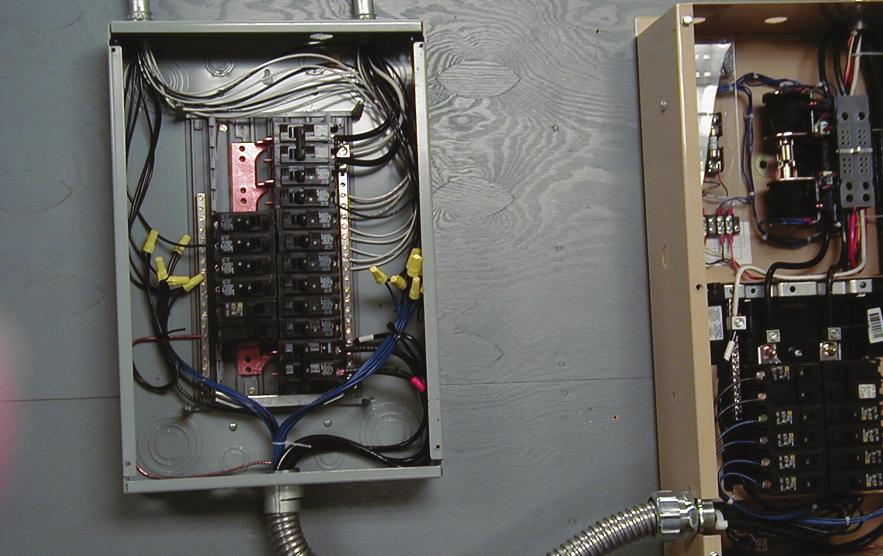 Remove the main electrical distribution panel cover. Remove appropriate size knockout from the bottom or side of the main panel.