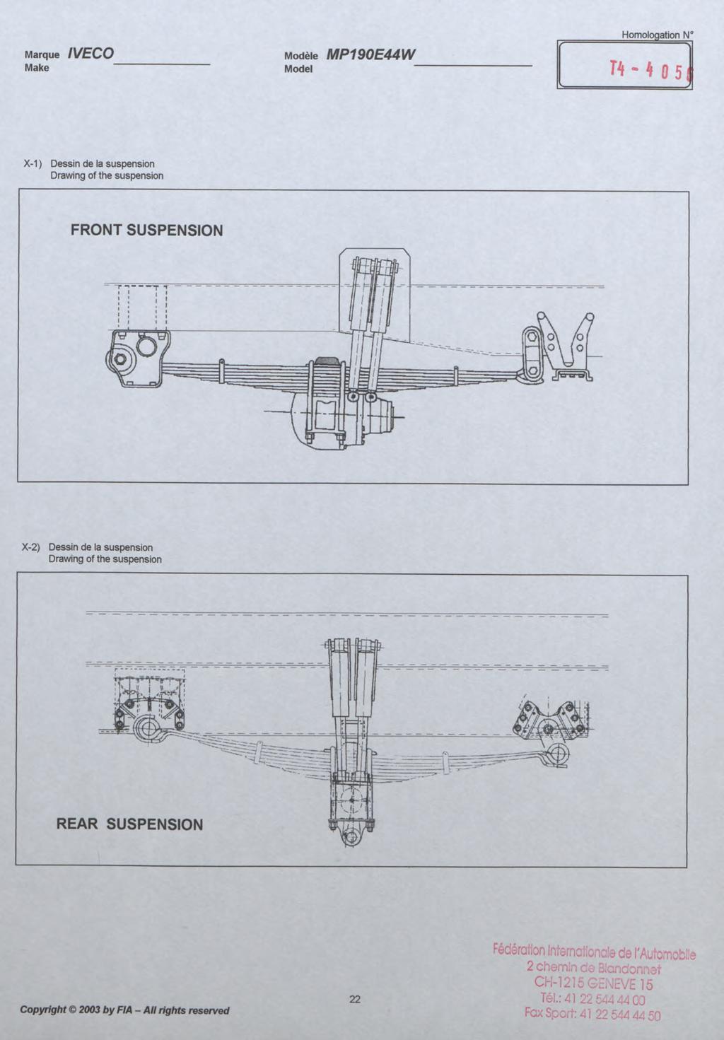 Mode! X-1 ) Dessin de la suspension Drawing of the suspension FRONT SUSPENSION E- X-2) Dessin de la suspension Drawing of the suspension REAR SUSPENSION Copyright