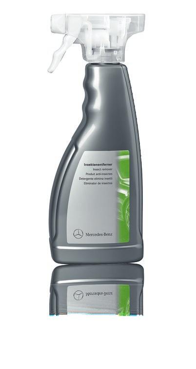 Mercedes-Benz Genuine Insect remover Part number A 002 986 11 71 13 A 002 986 11 71 14 A 002 986 11 71 15 50 ml 500 ml 5 l MB insect remover removes insect fouling particularly quickly from glass,