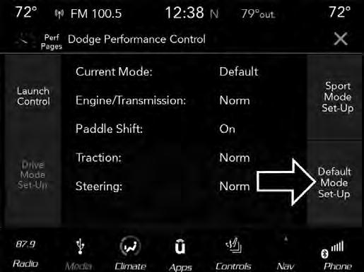 DEFAULT MODE PERFORMANCE CONTROL 23 Normal settings and cannot be changed.