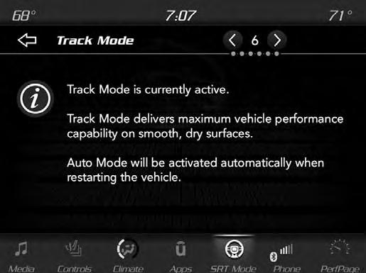 52 SRT DRIVE MODES Drive Mode Set-Up Info Within the Drive Mode Set-Up screen, press the left /