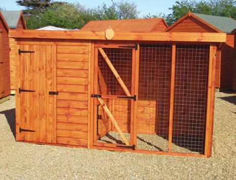 s t o r a g e & kennels Pent Kennel & Run 4 x 4 kennel with floor, front door and side with tower bolt Dog access hole Run made from 50mm x 50mm galvanised heavy duty wire mesh, on 50mm x 50mm