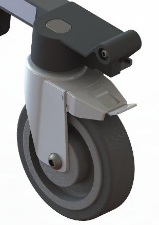 By pressing the front wheels trigger we unlock the front wheels to turn freely.