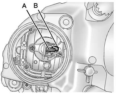 Remove the cap from the back of the headlamp assembly by turning it counterclockwise. 3. Disconnect the electrical connector (A). 4.