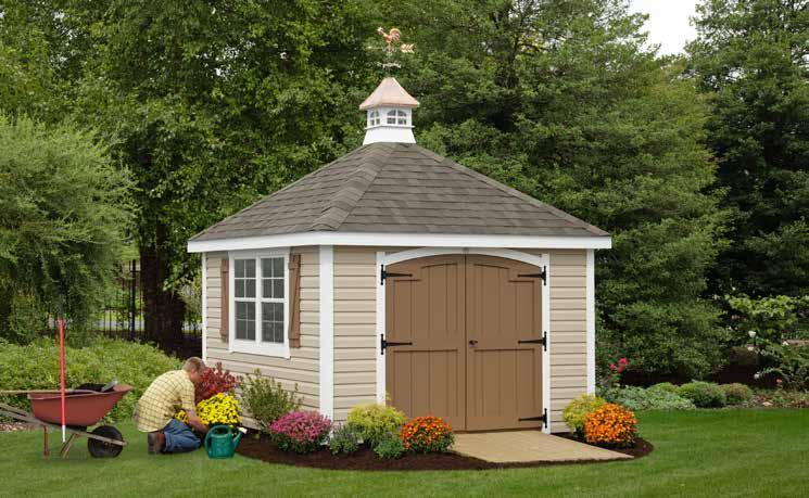 Includes 1- Arched Deluxe Double Door 2-18x36 Windows on sheds up to 12