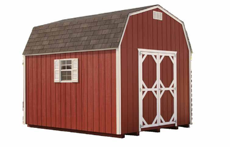 Classic Dutch barn Standard Features Includes 1 Standard Double Door (Wood or Fiberglass) 1-18x23 Windows on Sheds